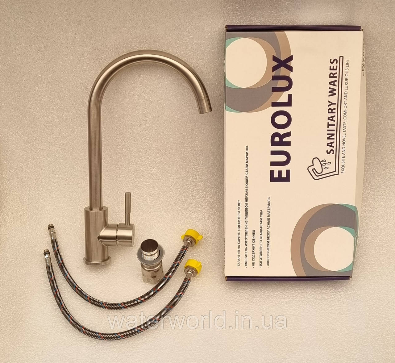 Змішувач для кухні з нержавіючої сталі sus 304 EVROLUX, фото 1