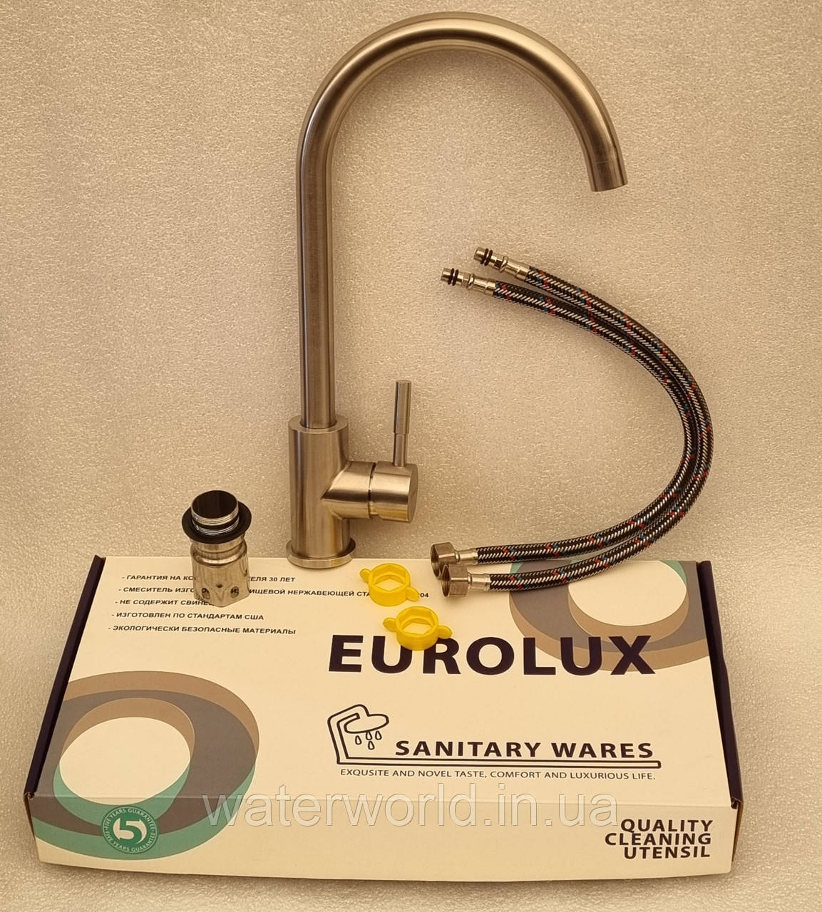 Змішувач для кухні з нержавіючої сталі sus 304  EVROLUX, фото 1