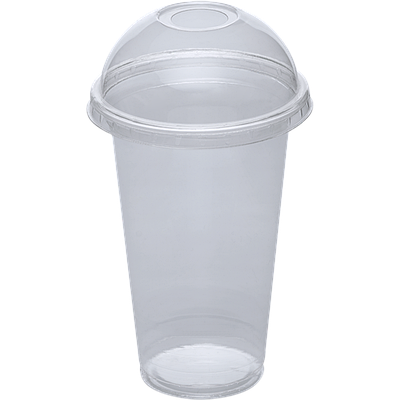 Стакан пластиковий 420мл з купольною кришкою (з отвором) - 100шт