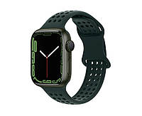 Ремешок силиконовый Hoco Sport Band для смарт часов Apple Watch 38/ 40/ 41mm с перфорацией. Тёмно--Зелёный