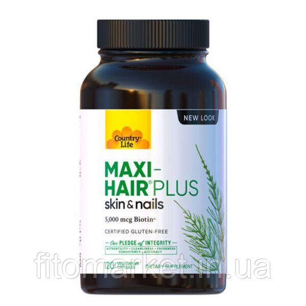 Комплекс Maxi-Hair Plus для зростання і зміцнення волосся 120 капсул ТМ Кантрі Лайф / Country Life