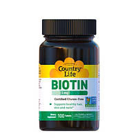 Вітаміни групи B (Biotin) 1 мг 100 таблеток ТМ Кантрі Лайф / Country Life