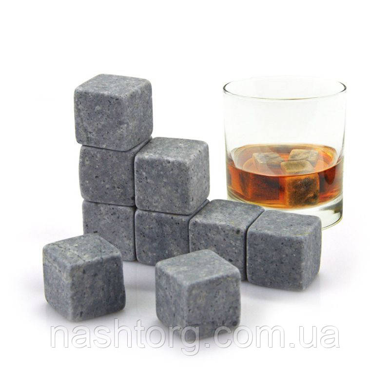 Кубики для охолодження напоїв Whiskey Stones 9шт. стеатитове каміння для охолодження віскі/коньяку