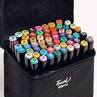Большой набор скетч маркеров 60 цветов Touch Raven в черном чехле для рисования