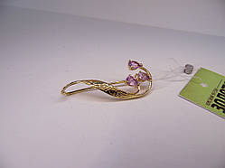 Брошка золота з діамантами та аметистом. Вага 3,24 г.