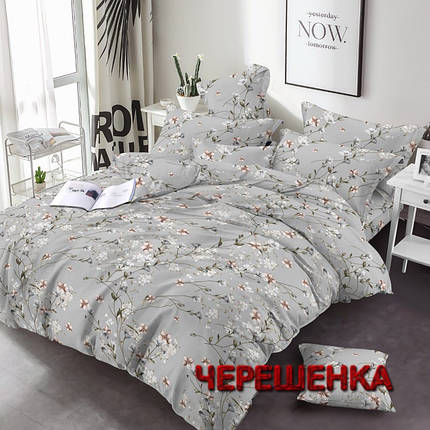 Тканина для постільної білизни Бязь "Gold" Lux GL743grey (50м) квіточки на сірому, фото 1