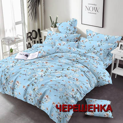 Тканина для постільної білизни Бязь "Gold" Lux GL743blue (50м) квіточки на блакитному, фото 1