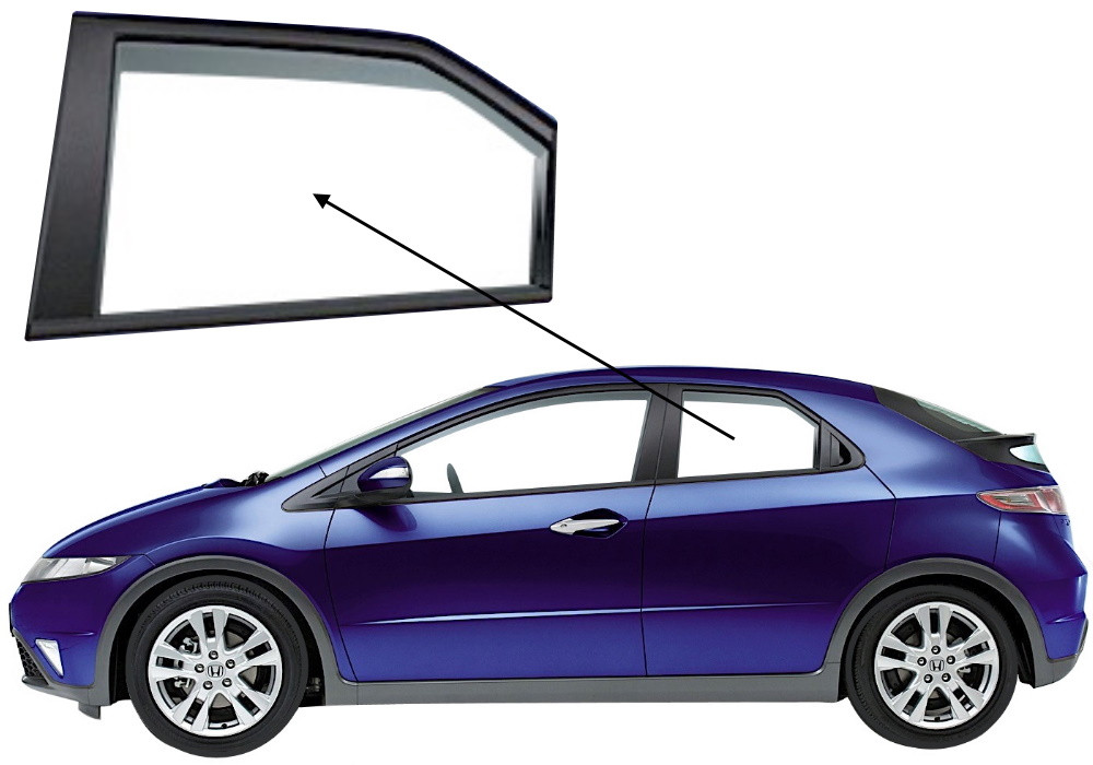 Бічне скло Honda Civic 2006-2011 задніх дверей ліве