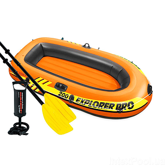 Надувний 1,5-місний човен Intex "Explorer 200", 58357, весла + насос, 196х102х33см, до 120кг