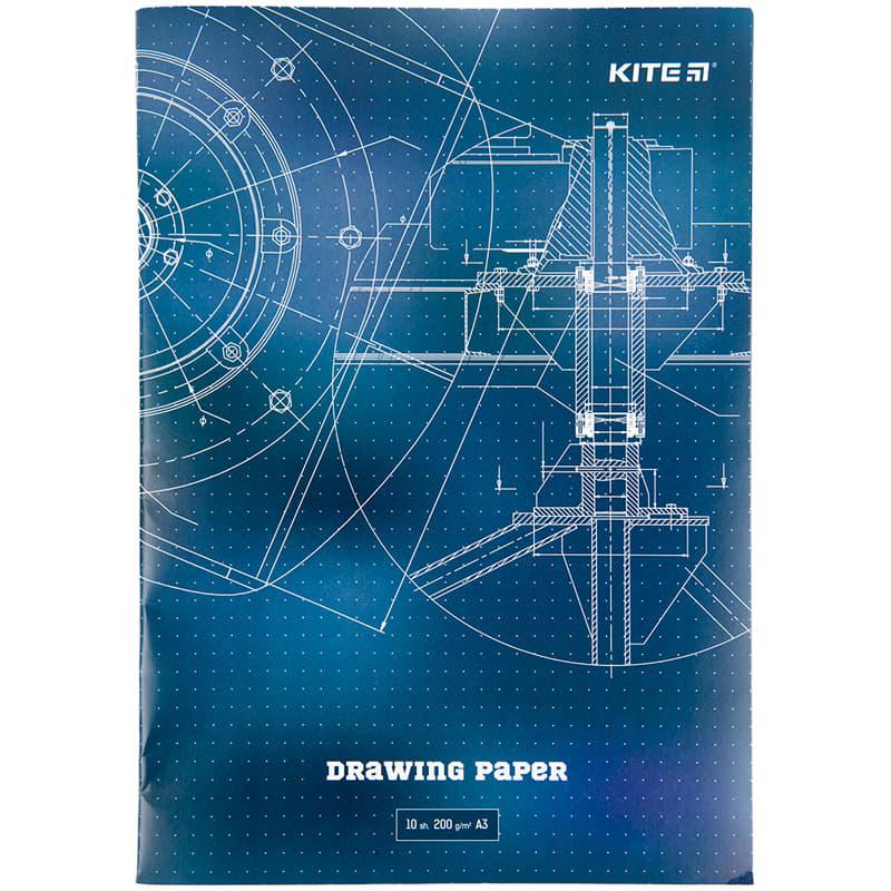 Папір для креслення А3 ПАПКА 10арк 200г/м Kite K23-270