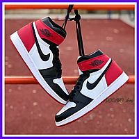 Кроссовки мужские Nike Jordan Retro 1 найк джордан ретро высокие найки джордани красные белые черные крассовки