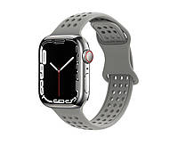 Ремешок силиконовый Hoco Sport Band для смарт часов Apple Watch 42, 44, 45, 49 mm с перфорацией. Серый.