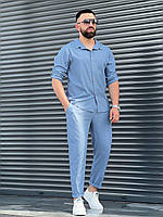 Льняный костюм мужской West | Мужской стильный летний комплект рубашка и штаны