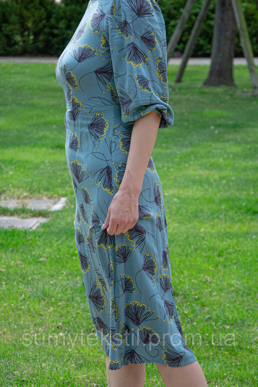 Платье женское "Миди" из хлопковой ткани с круглым вырезом и короткими рукавами, цвет белый, размеры S-XL. - фото 5 - id-p1634092171