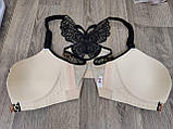 Бюстгальтер 105D великий розмір для пишних грудей леопардовий з метеликом без кісточок із застібкою спереду, фото 7
