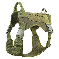 Тактический жилет-шлейка для собак Зелёный, размер L
