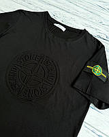 Футболка мужская Stone Island черная Стон Айленд с патчем fms