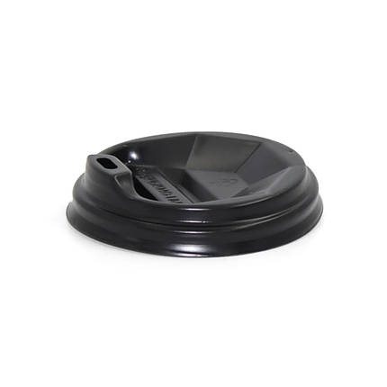 Кришка для паперових одноразових стаканів чорна пластикова 250мл Ø76мм 50шт/уп (1ящ/60уп/3000шт), фото 1