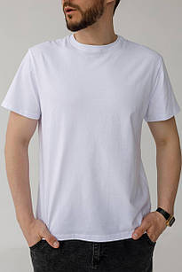 Біла футболка чоловіча однотонна XXL, літня базова х/б футболочка для чоловіків M