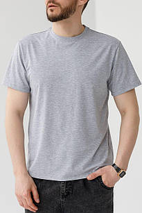 Футболка чоловіча літня однотонна бавовна базова сіра (меланж) XXL якісна зручна легка M