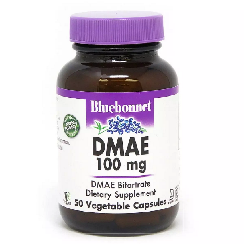 Диметиламіноетанол, DMAE (ДМАЕ), 100 мг, Bluebonnet Nutrition, 50 рослинних капсул