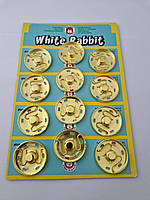 Кнопка пришивная металлическая White Rabbit, цвет золото, 3 см