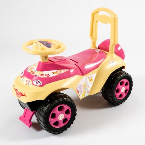 Дитяча машинка-каталка толокар з музичним кермом бежево-рожева