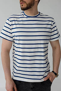Чоловіча футболка молодіжна літня бавовняна базова біла в смужку XXL якісна зручна легка зручна легка