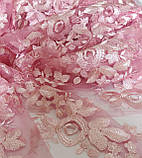 Сітка з вишивкою рожева, фото 6