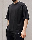 Чоловіча футболка оверсайз чорна повсякденна з круглим вирізом на літо, фото 2