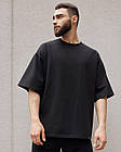 Чоловіча футболка оверсайз чорна повсякденна з круглим вирізом на літо, фото 9