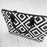 Сумка тканинна Саквояж Черно-белый узор, ромбы 36х26 см (SW_16A067_BL), фото 2