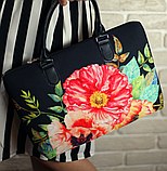 Сумка тканинна Саквояж Деревовидні півонії на чорному фоні 36х26 см (SW_16A055_BL), фото 2