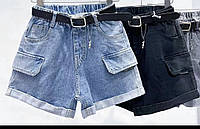 Чорні джинсові шорти на дівчинку карго