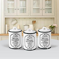 Набір банок для сипких продуктів чай, кава, цукор 3 шт. Maestro MR-20030-03CS Набір керамічних банок для дому