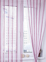 Модні нитяні шторки з люрексом рожевий+малиновий+білий