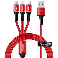 Кабель Baseus Rapid Series 3-in-1 1.2M Cable Micro+Lightning+Type-C Червоний