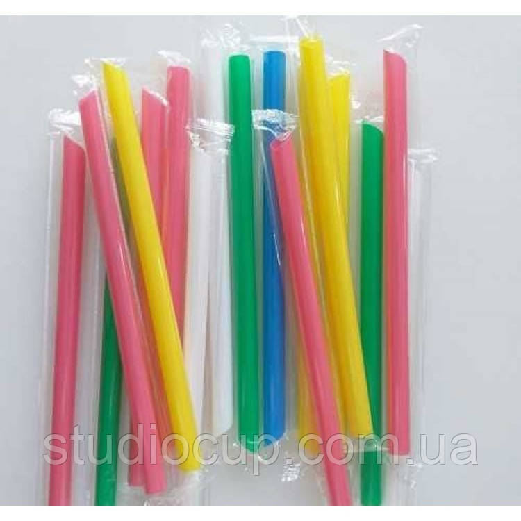 Трубочки в інд. уп. BUBBLE TEA Мікс 21см./10мм. 250шт\уп, фото 1