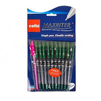 Ручка масляная MAXRITER 727+1 Cello Зеленая 05мм (10шт+1подарочная) (10 шт. в упаковке)
