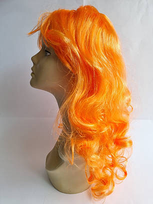 Перука карнавальна з довгим волоссям яскраво помаранчева, 65 см, фото 1