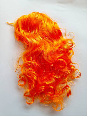 Перука карнавальна з довгим волоссям яскраво помаранчева, 65 см, фото 3