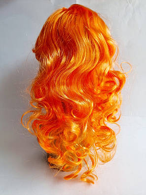 Перука карнавальна з довгим волоссям яскраво помаранчева, 65 см, фото 2