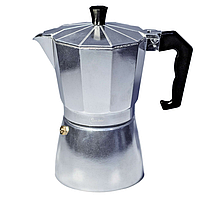 Гейзерная кофеварка Con Brio CB-6106 на 6 чашек алюминиевая 300 мл турка для кофе бытовая серая (mon-6106CB)