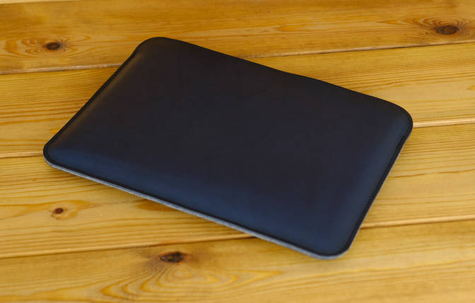 Шкіряний чохол для MacBook Air 13" (2018-2021)шкіра італійський Краст+повсть, колір Синій, фото 2