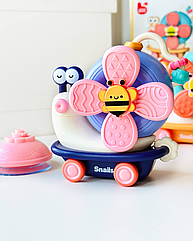 Дитяче брязкальце 3 в 1 на присосці 909-6 Равлик Фіолетовий