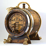 Бочка дубова 5 літрів для витримки вина, віскі, коньяку. Обручі-неіржавка сталь. Лазерне гравіювання., фото 2