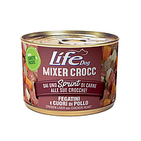 Консерва для собак класу холістик Life Dog Mixer Crocc Fegatini Cuori di Pol Куряча печінка та серця 150 гр