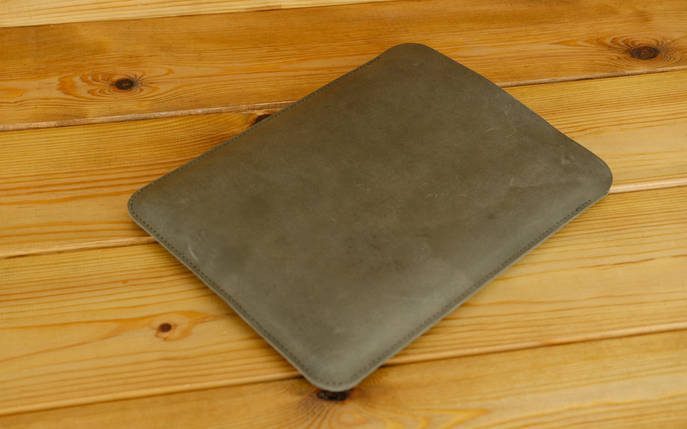 Шкіряний чохол для MacBookAir 13" (2018-2021) Дизайн №1, вінтажна шкіра, колір Сірий, фото 1