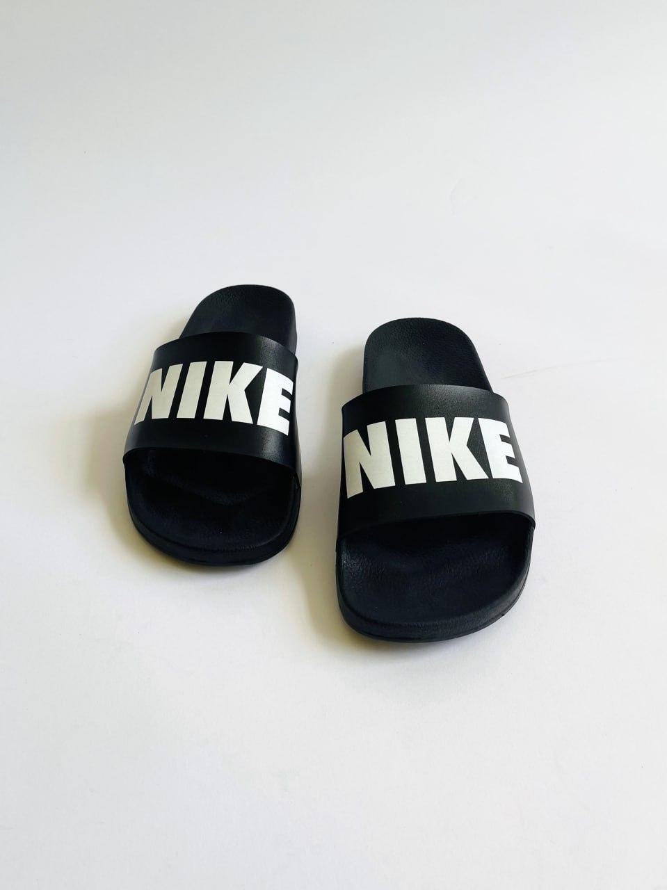 Мужские тапочки Nike Black White (Черные с белым) летние шлепанцы Найк ...