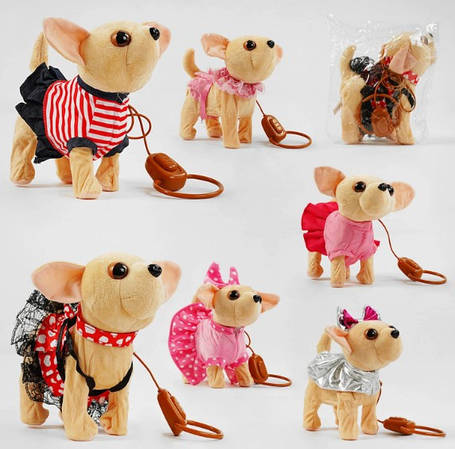 Іграшка Собачка Чихуахуа на повідці співає, фото 1